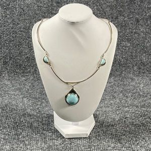 925 Sterling Silver Larimar Festoon Necklace